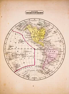 Images Dated 1st December 2015: Western Hemisphere 1852 Map