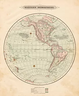 Images Dated 9th April 2018: Western Hemisphere map 1881