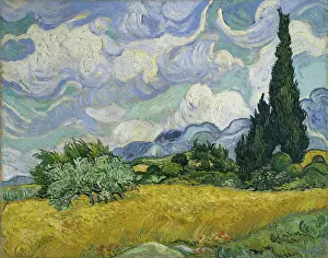 Rural Life Prints: Wheat Field With Cypresses