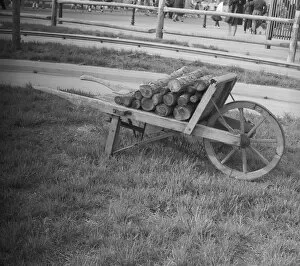 Images Dated 5th August 2008: Wheelbarrow with logs