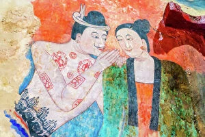 Fresco Wall Paintings Gallery: Whisper of Love, Wat Phumin