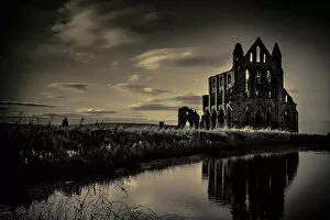 Images Dated 24th October 2013: Whitby Abbey near sunset