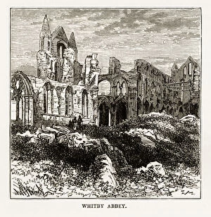 Images Dated 14th February 2018: Whitby Abbey in Yorkshire, England Victorian Engraving, Circa 1840