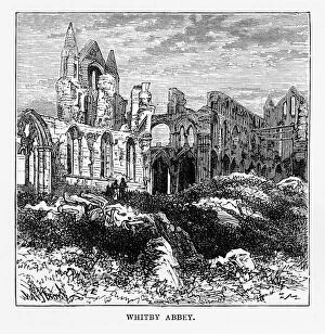 Images Dated 16th August 2016: Whitby Abbey in Yorkshire, England Victorian Engraving, Circa 1840