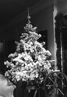 Christmas Decoration Prints: White christmas tree, house interior