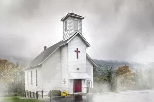 Images Dated 4th October 2015: White church in the misty mountains