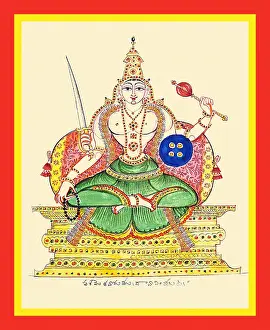 Beads Prints: White-complexioned male deity seated on a throne