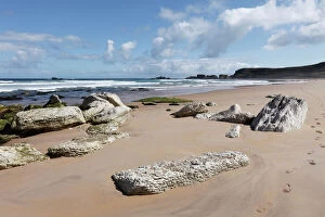 Shoreline Gallery: White Park Bay or Whitepark Bay with white limestone rocks, Antrim Coast, County Antrim