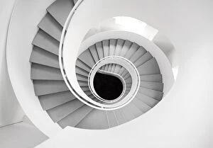 White spiral stairs
