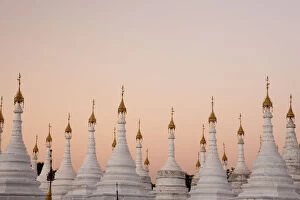 Images Dated 23rd November 2008: White stupas at Kuthodaw Pagoda, Mandalay, Myanmar