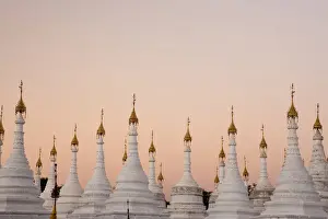 White stupas at Kuthodaw Pagoda, Mandalay, Myanmar