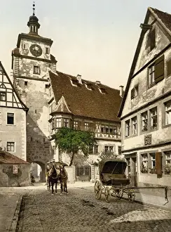 Bayern Prints: The White Tower from the former first fortification ring in Rothenburg ob der Tauber