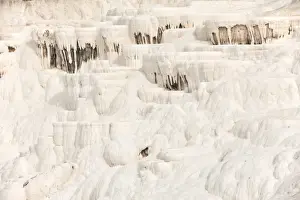 Travertine Pool Prints: White travertine terrace at Pamukkale