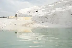 Travertine Pool Prints: white travertine terrace at Pamukkale