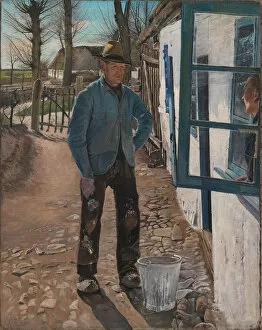 National Collection of Denmark Collection: Whitewashing the Old House 1908 by Laurits Andersen Ring