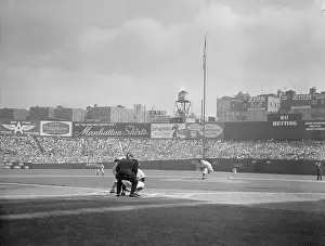 Whitey Ford Throwing First Pitch in World Series Game