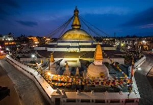 Images Dated 25th June 2012: Wide angle view of Buddhanath stupa at blue hour