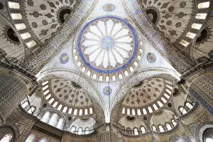 Images Dated 16th July 2012: Wideangle view of Blue Mosque ceiling