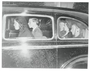 Marie Fisher Laguardia Prints: Widow and Children of Fiorello La Guardia Leaving Funeral by Car