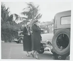 Wife of Mayor Joseph Cermak Strolling to Car with Friend