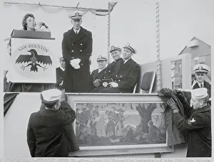 Wife of Navy Secretary John Connally Presenting Oil Painting