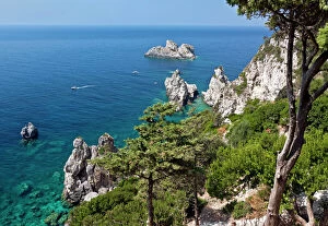 Shore Gallery: Wildly romantic coast near Paleokastritsa, Corfu Island, northwestern Corfu, Ionian Islands