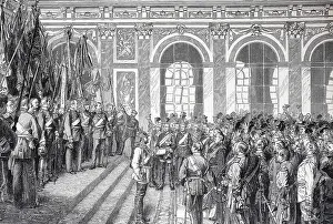 Facing Each Other Prints: Wilhelm I is proclaimed German Emperor in the Hall of Mirrors in Versailles