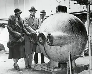 William Beebe with Bathysphere and Its Owners