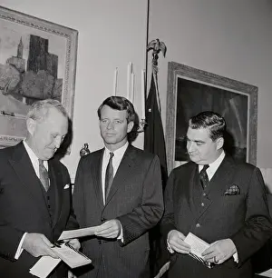 Hallway Prints: William Benton Giving Robert Kennedy a Check