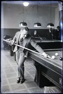 Host Prints: William F. Hoppe Taking Pool Shot
