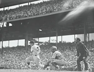 William Herman in Baseball Batting Action