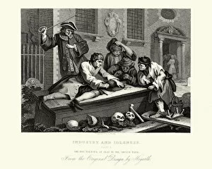 Images Dated 1st October 2015: William Hogarth Industry and Idleness Idle Prentice at Play