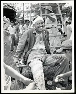 William Holden on Set Getting Leg Splint