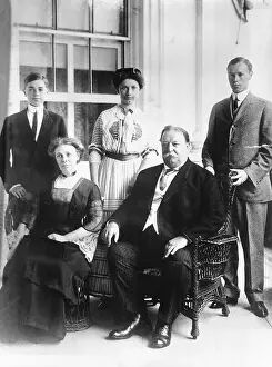 William Howard Taft and Family Posing Outdoors
