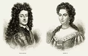 Images Dated 19th April 2018: William III and Mary II, King William III and Queen Mary II, English Victorian Engraving, 1887