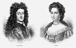 Images Dated 14th June 2017: William III and Mary II, King William III and Queen Mary II, English Victorian Engraving, 1887