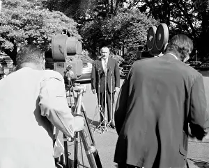 Knowland Prints: William Knowland Being Interviewed by Newsmen