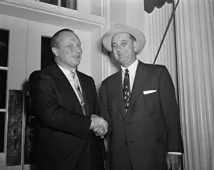 William Knowland Shaking Hands With Lyndon Johnson