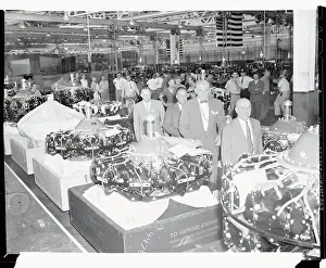 Paterson Prints: William Knudsen and Others Inspecting Airplane Engines