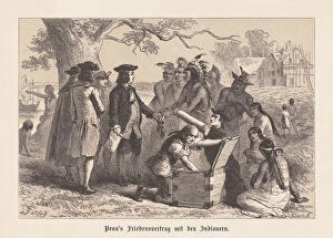 Images Dated 19th August 2019: William Penns Treaty with the Indians, 1682, woodcut, published 1876