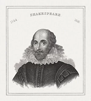 Images Dated 17th October 2016: William Shakespeare (c.1564-1616), English poet, steel engraving, published in 1843