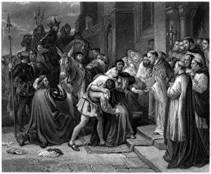 Theatre Prints: William Shakespeare: Wolsey, Leicester Abbey (Henry VIII) (engraved illustration)
