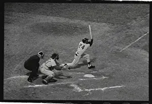 Willie Mays Being Congratulated on Homer Run