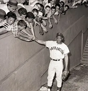 Willie Mays Greeting Fans Before Game