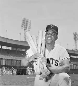 Willie Mays Prints: Willie Mays Holding Baseball Bats
