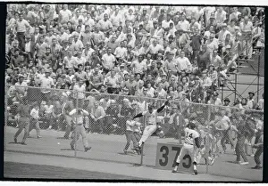 Willie Mays Landing Against The Fence