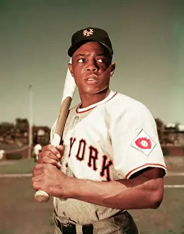 Willie Mays Prints: Willie Mays Posing with Baseball Bat