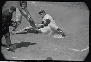 Willie Mays Sliding into Base
