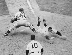 Willie Mays Sliding Towards Base