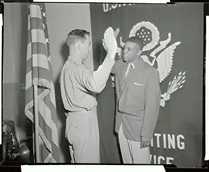 Willie Mays Being Sworn In for Army